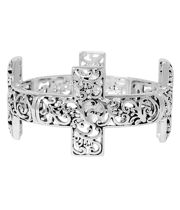 THE SANCTUM – Filigree Cross Stretch Bracelet